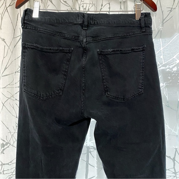 AGOLDE feral faded black dark gray Toni mid-rise straight leg frayed hem jeans - Picture 9 of 15